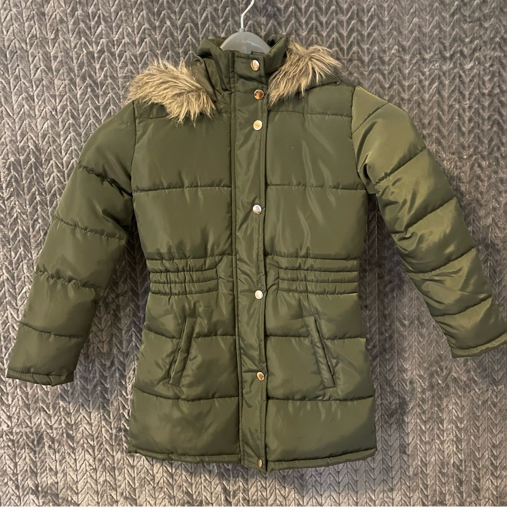 Ci Sono Girls Kids Jacket Hooded M 10 Olive Green